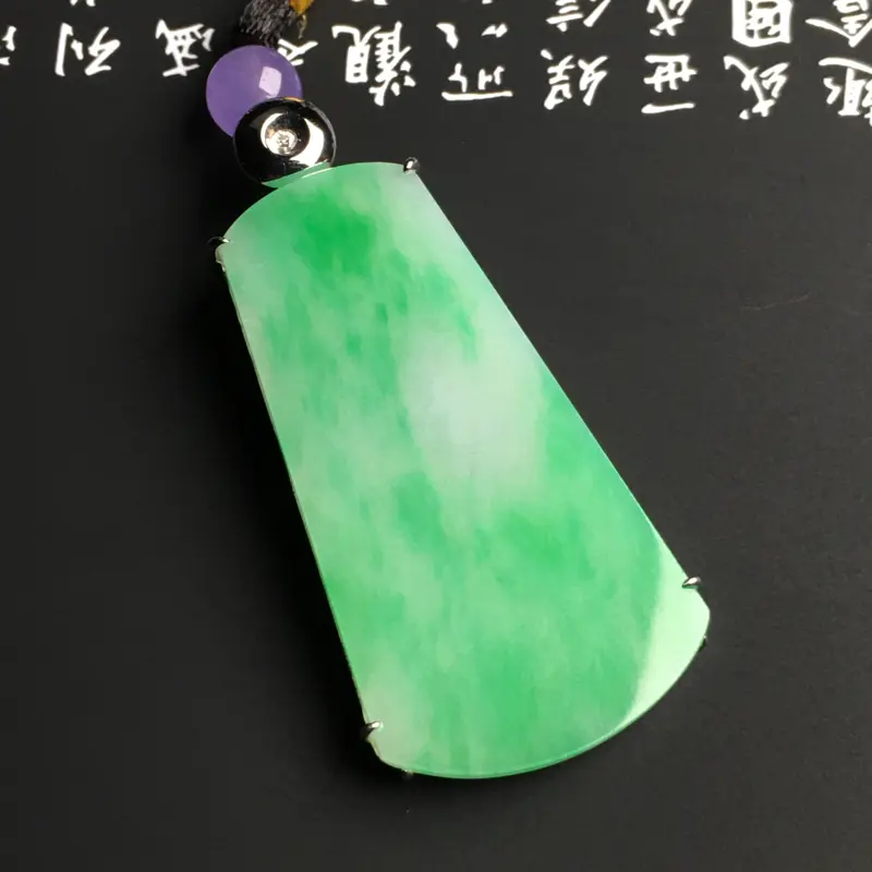 缅甸天然翡翠a货 18k金钻豪华镶嵌蓝水观音吊坠,心外无物,灵台空明的