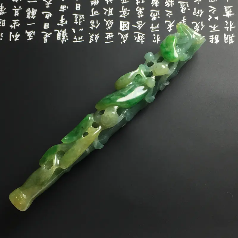 【❤️【糯化种黄加绿精美烟嘴】尺寸122-19-14毫米 玉质水润 色泽艳丽 雕工精致】图8