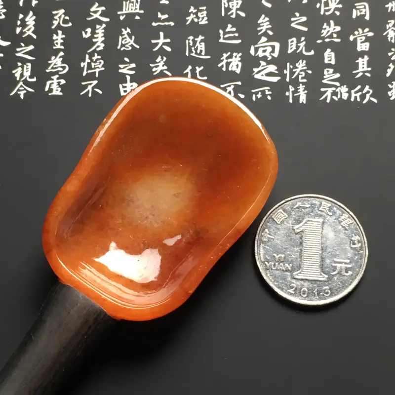 【红翡茶匙摆件 裸石尺寸54-38.7-13毫米 总长度207毫米 色彩艳丽 款式新颖】图7