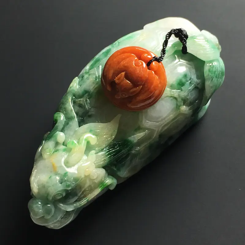 【❤️【糯种双彩龙龟茶壶】尺寸76-32-23毫米 色彩鲜明 雕工精致】图1