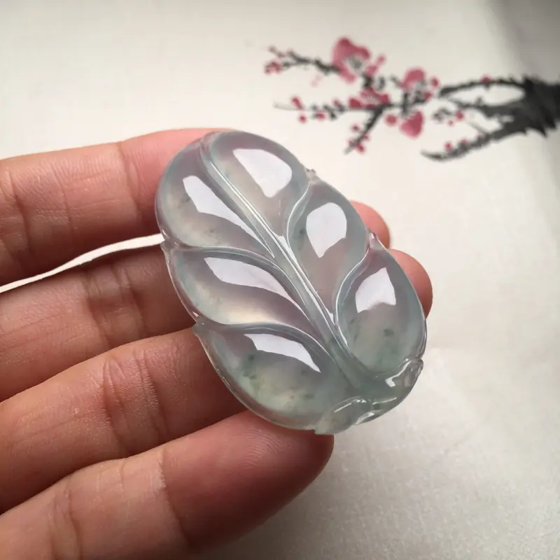 【老坑冰种飘花叶子,事业有成,实物完美起光,大件厚装,尺寸:47.7*27.5*5.5mm。(下单前请先咨询)】图6
