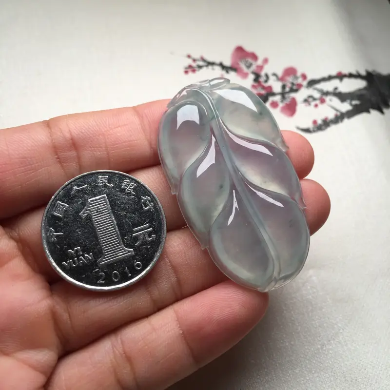 【老坑冰种飘花叶子,事业有成,实物完美起光,大件厚装,尺寸:47.7*27.5*5.5mm。(下单前请先咨询)】图5
