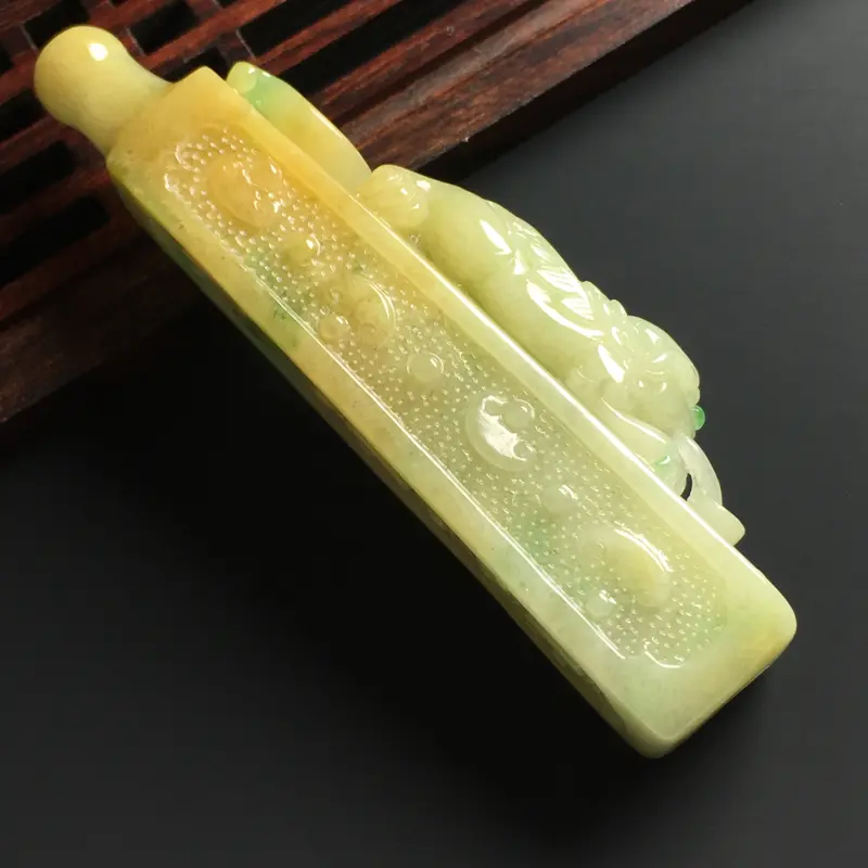 【❤️【细糯种黄加绿飞兽烟嘴】尺寸74-24-13毫米 玉质水润 色彩亮丽】图7