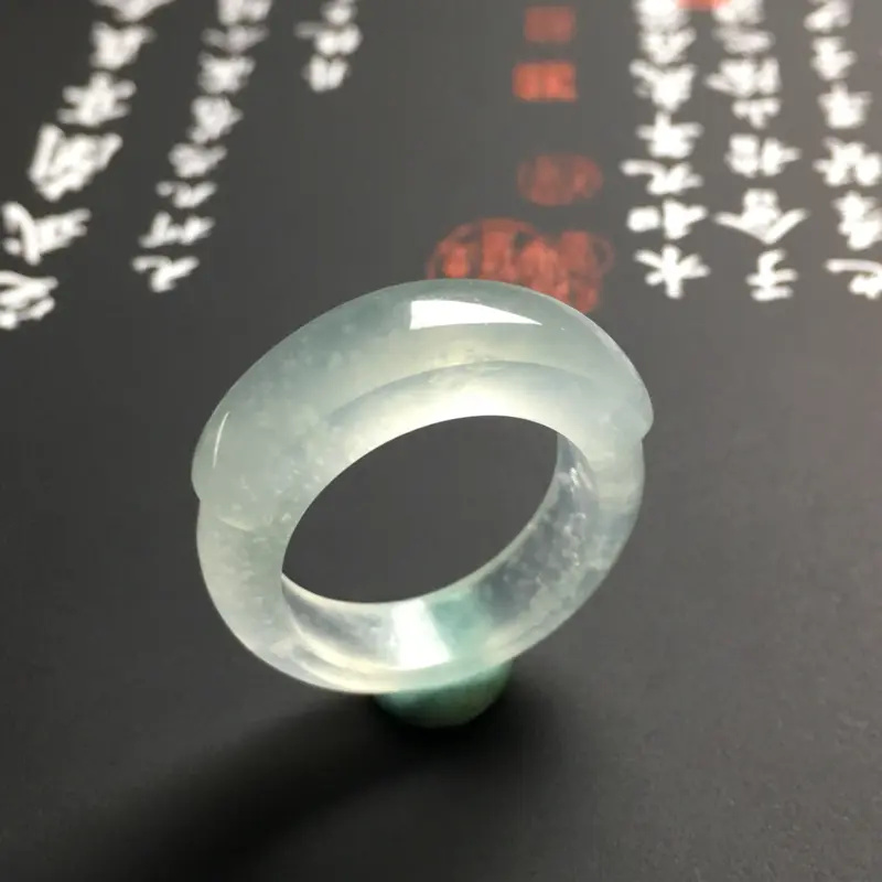 【冰种雪花棉马鞍男戒 尺寸26.5-7-5毫米 内直径18毫米 种好起光 水润冰透】图5