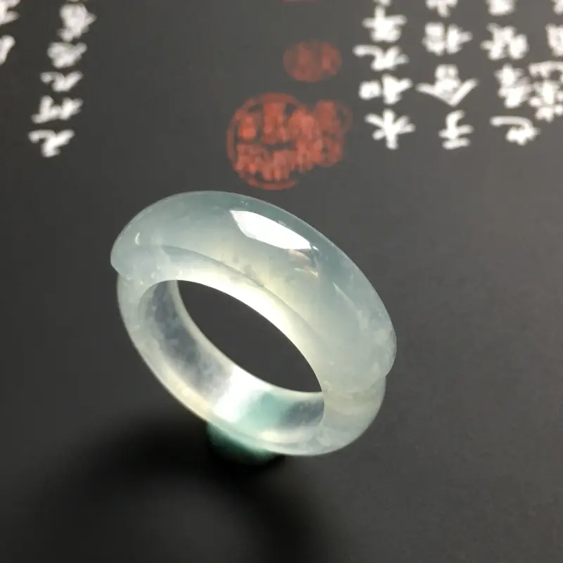 【冰种雪花棉马鞍男戒 尺寸26.5-7-5毫米 内直径18毫米 种好起光 水润冰透】图3