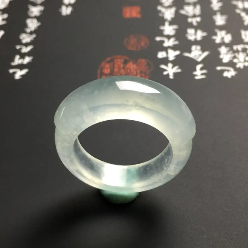 【冰种雪花棉马鞍男戒 尺寸26.5-7-5毫米 内直径18毫米 种好起光 水润冰透】图1
