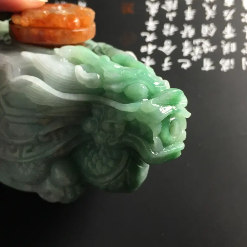 【❤️【糯种双彩龙龟茶壶摆件】尺寸95-56-45毫米 色彩鲜明 雕工精湛】图6