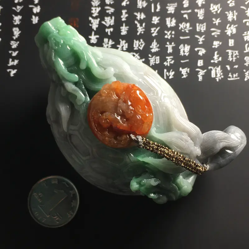 【❤️【糯种双彩龙龟茶壶摆件】尺寸95-56-45毫米 色彩鲜明 雕工精湛】图4
