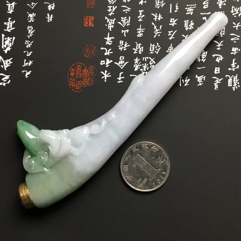 【细豆种带色精美烟嘴 尺寸123-45-13毫米 玉质细腻 款式独特】图5