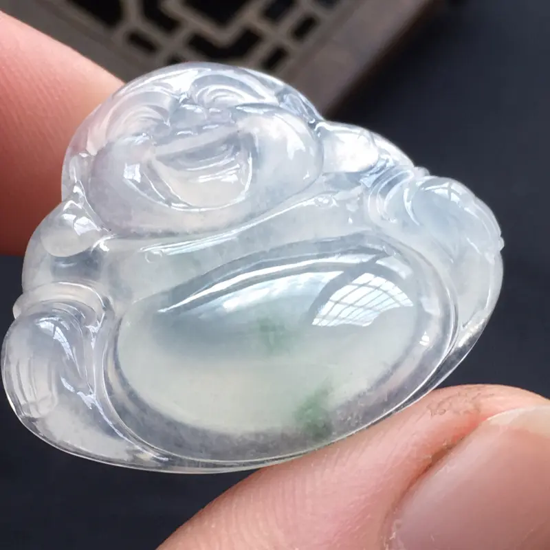 【缅甸a货翡翠飘花佛公。自然光实拍,玉质莹润,饱满】图6