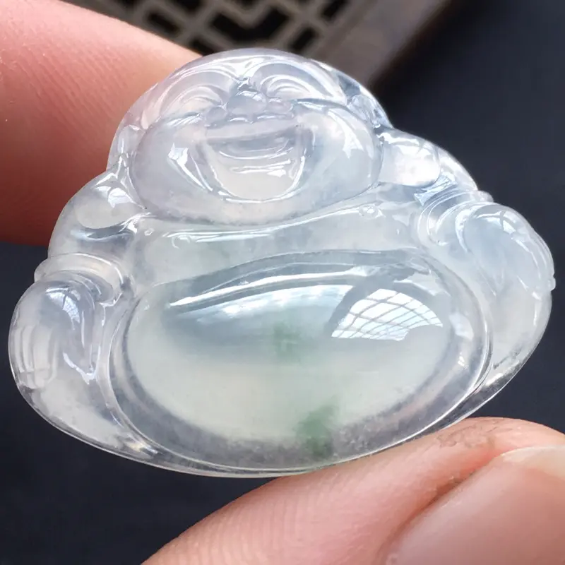 【缅甸a货翡翠飘花佛公。自然光实拍,玉质莹润,饱满】图5