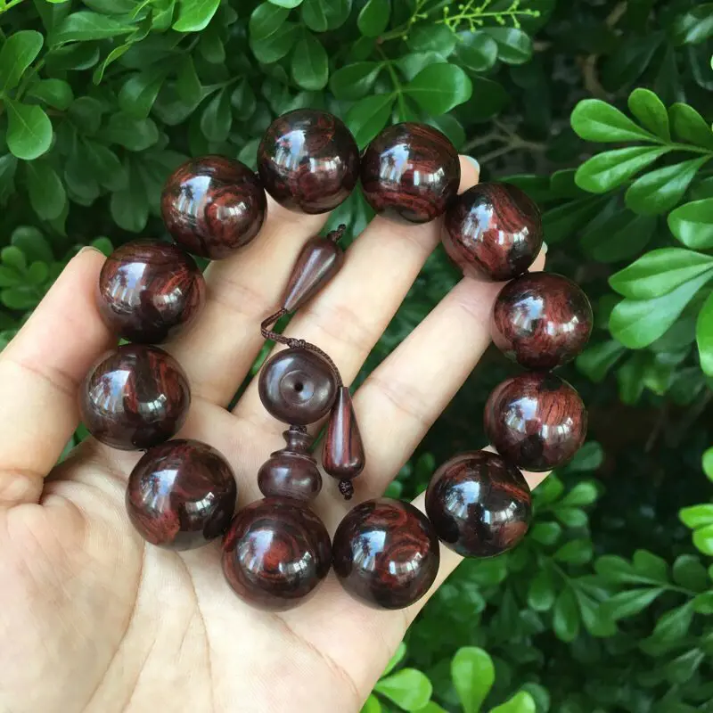 【海南黄花梨紫油梨 20mm手串 正心鬼脸纹 底色干净整洁 玻璃底 重53.2克】图5