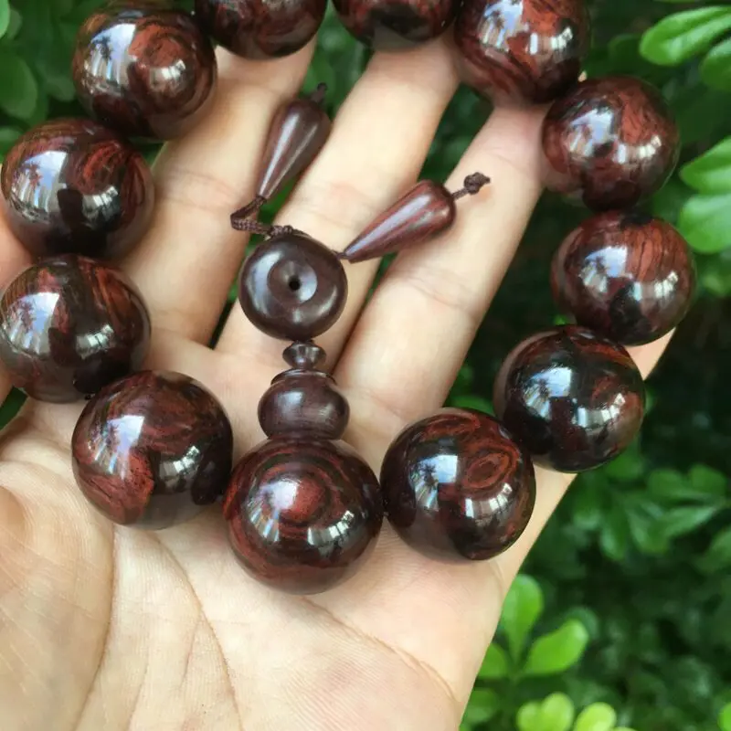 【海南黄花梨紫油梨 20mm手串 正心鬼脸纹 底色干净整洁 玻璃底 重53.2克】图4