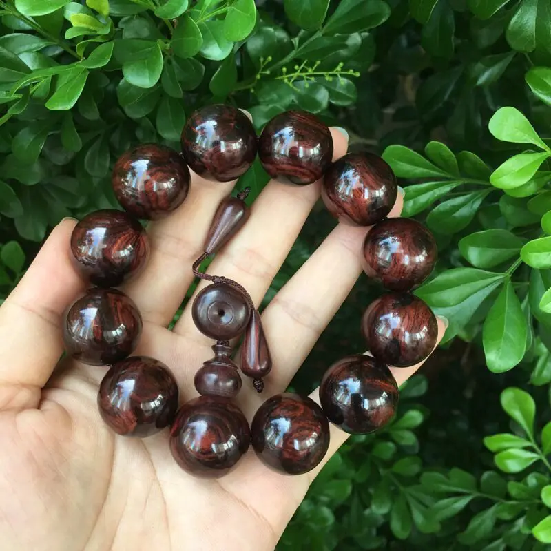 【海南黄花梨紫油梨 20mm手串 正心鬼脸纹 底色干净整洁 玻璃底 重53.2克】图7