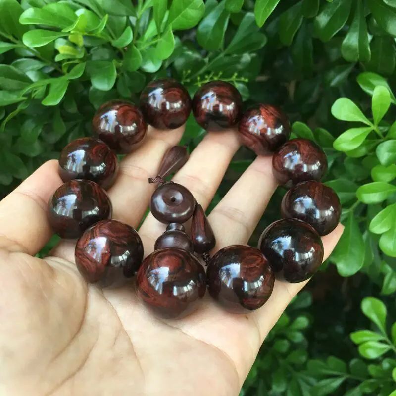 【海南黄花梨紫油梨 20mm手串 正心鬼脸纹 底色干净整洁 玻璃底 重53.2克】图8