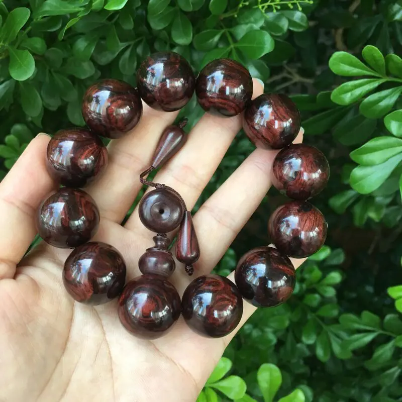 【海南黄花梨紫油梨 20mm手串 正心鬼脸纹 底色干净整洁 玻璃底 重53.2克】图6