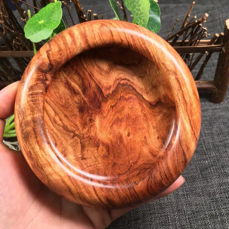 【海南黄花梨老糠梨 笔洗 做工精细 纹理清晰细腻 山水纹 荧光十足 自留送礼首选 直径114mm 高34mm 重211.4克###】图7