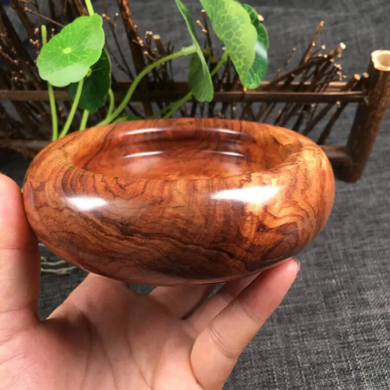 【海南黄花梨老糠梨 笔洗 做工精细 纹理清晰细腻 山水纹 荧光十足 自留送礼首选 直径114mm 高34mm 重211.4克###】图1
