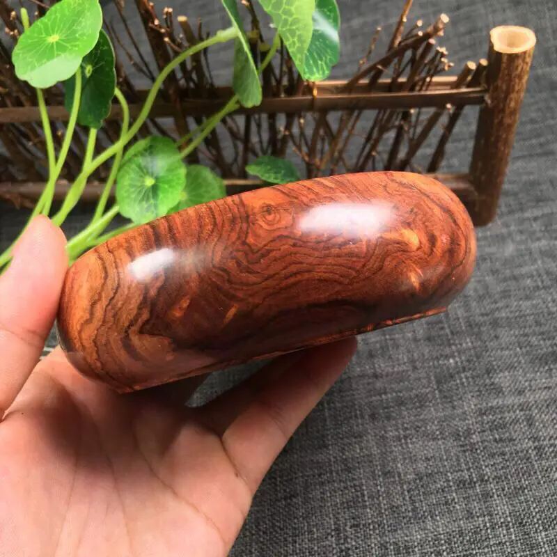 【海南黄花梨老糠梨 笔洗 做工精细 纹理清晰细腻 山水纹 荧光十足 自留送礼首选 直径114mm 高34mm 重211.4克###】图5