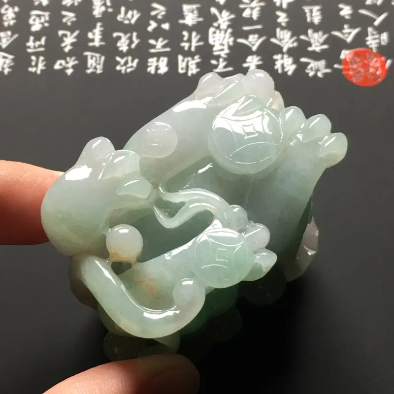 【糯种黄加绿貔貅手把件 尺寸57-40-48毫米 质地细腻 雕工精湛 色彩艳丽】图6