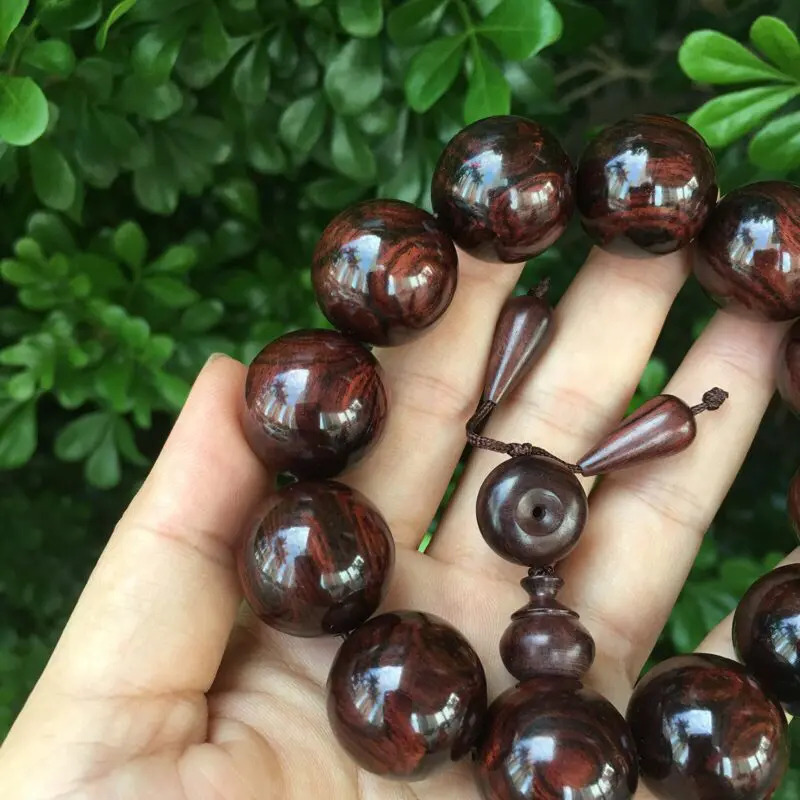 【海南黄花梨紫油梨 20mm手串 正心鬼脸纹 底色干净整洁 玻璃底 重53.2克】图2