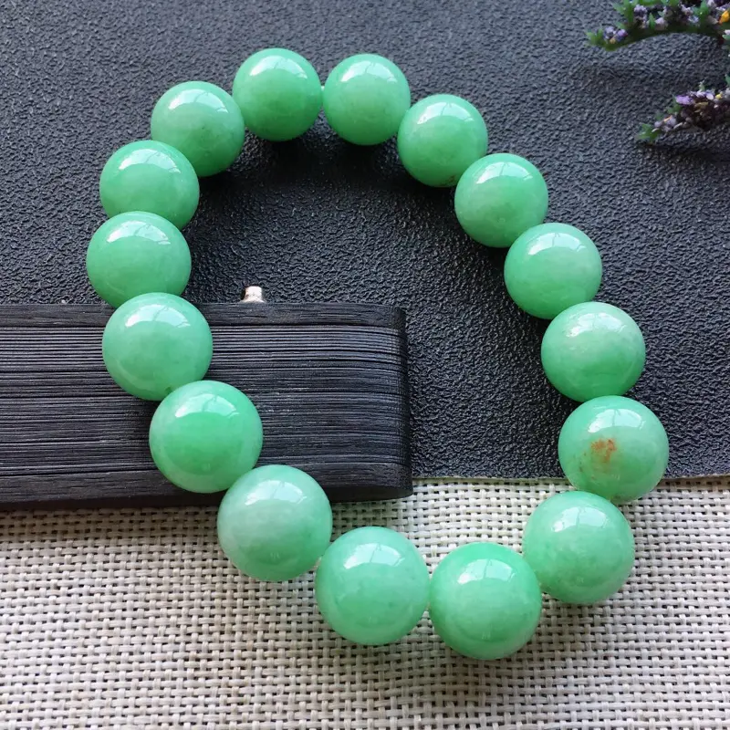 【精品翡翠手串,雕工精美,玉质莹润,尺寸:玉:12.6MM,总质量:56.4g】图5