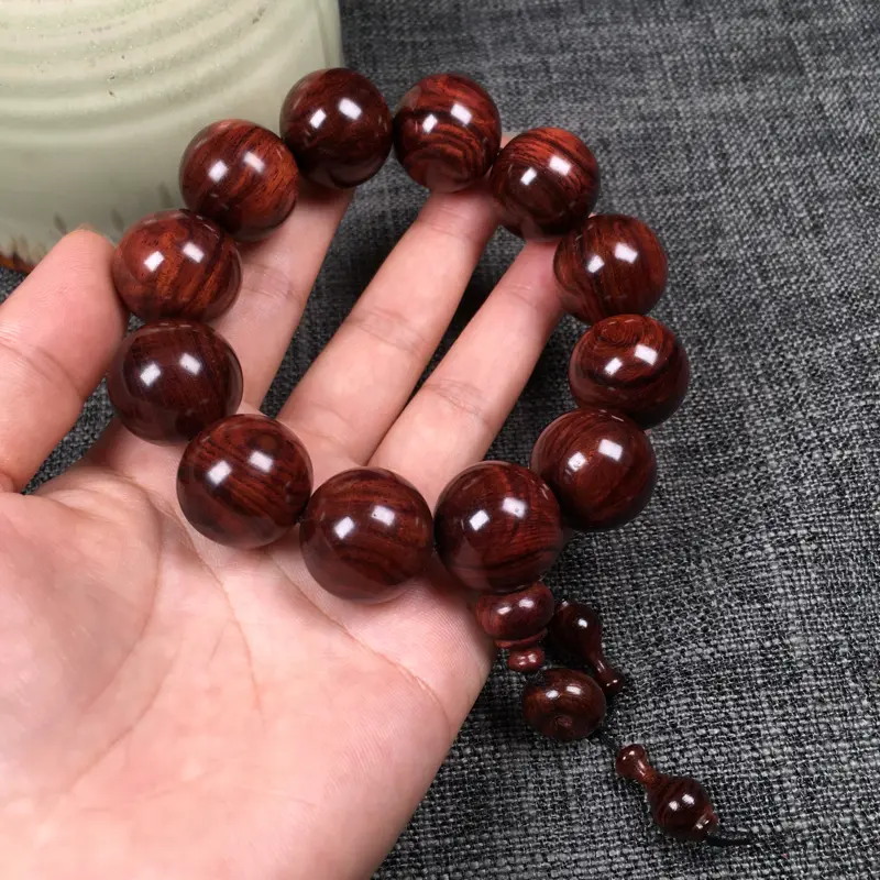 【海南黄花梨油梨 20mm手串 纹理细腻 颗颗圆润饱满 荧光十足 重50克】图7