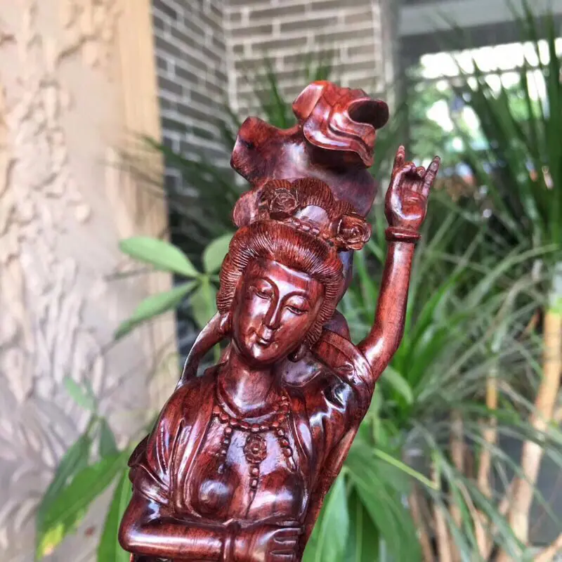 【海南黄花梨油梨 巜飞天仕女》全立体精雕 材质工艺精湛!整体造型十分独特 高330mm 宽60mm 重185克 !】图4