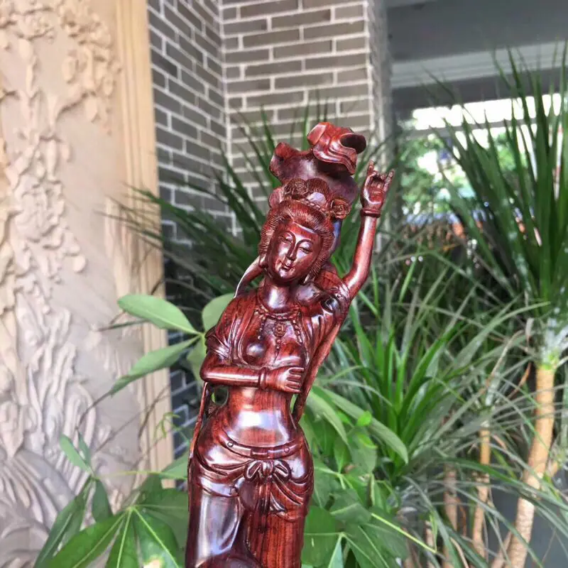 【海南黄花梨油梨 巜飞天仕女》全立体精雕 材质工艺精湛!整体造型十分独特 高330mm 宽60mm 重185克 !】图8