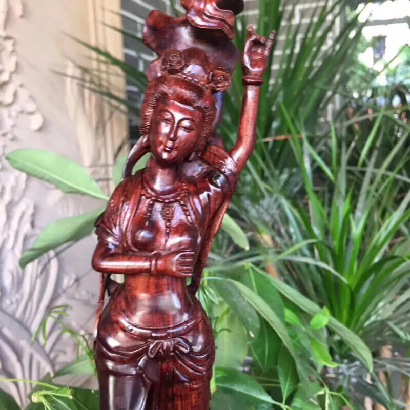 【海南黄花梨油梨 巜飞天仕女》全立体精雕 材质工艺精湛!整体造型十分独特 高330mm 宽60mm 重185克 !】图5