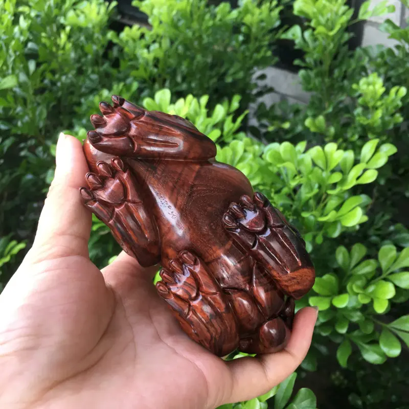 【海南黄花梨油梨 貔貅摆件 花纹绚丽 水波纹 底色干净 纯手工制作而成 雕工精细 整体雕工十分生动逼真 收藏送礼佳品 长123mm 宽59mm 高77 重237.4克###】图7