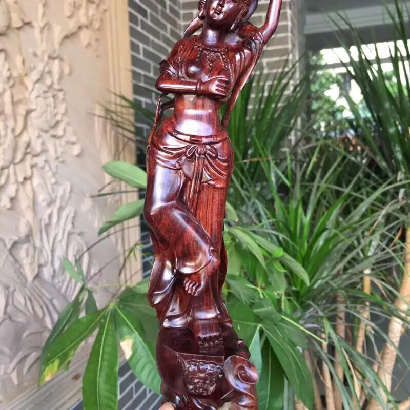 【海南黄花梨油梨 巜飞天仕女》全立体精雕 材质工艺精湛!整体造型十分独特 高330mm 宽60mm 重185克 !】图2