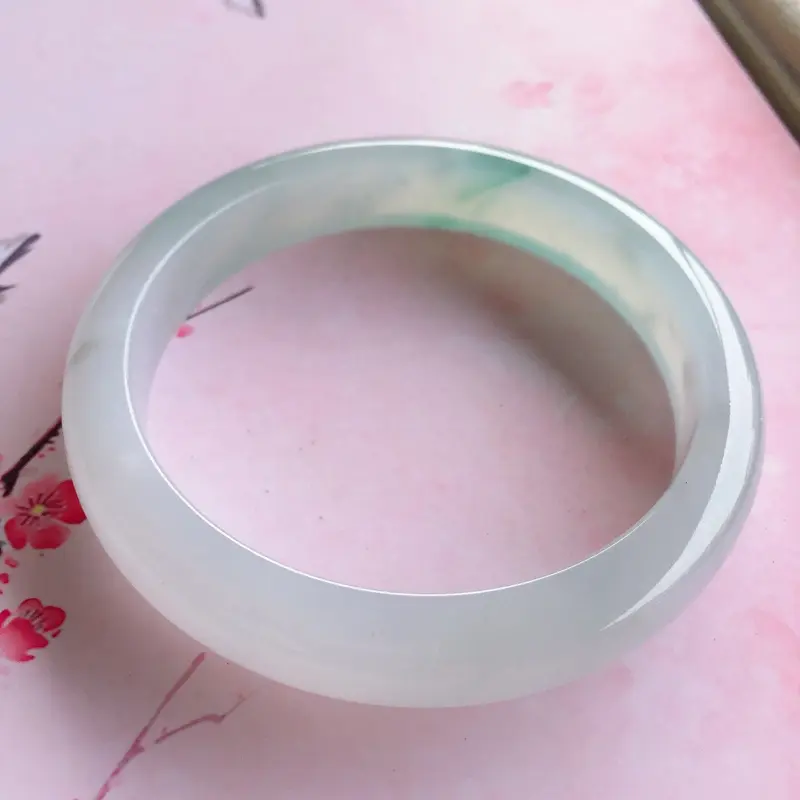 【正圈57.9mm,糯化种飘蓝花手镯,玉质细腻,花色飘逸灵动,佩戴韵味有佳!】图2
