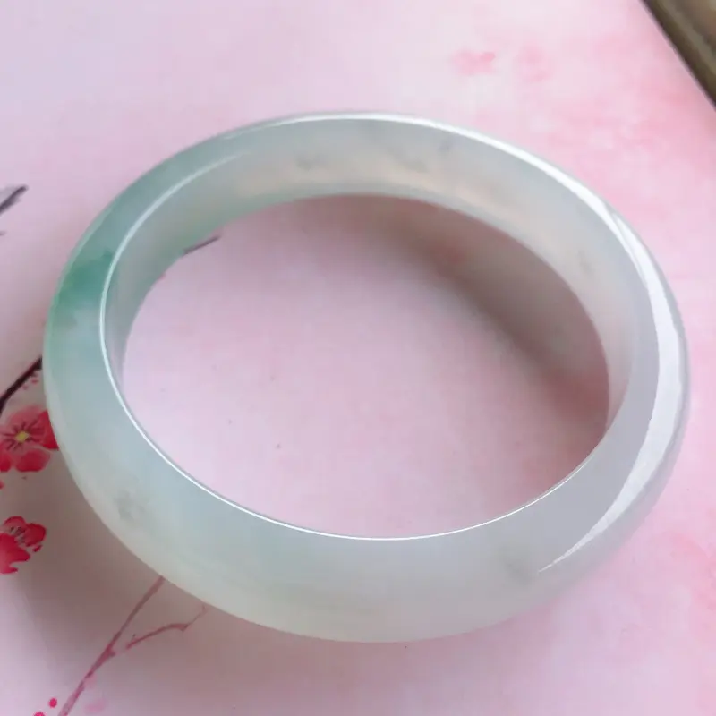 【正圈57.9mm,糯化种飘蓝花手镯,玉质细腻,花色飘逸灵动,佩戴韵味有佳!】图1