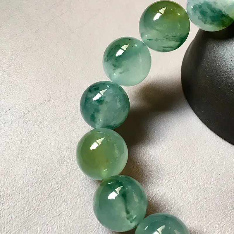 【冰飘花手串,完美,水头足,性价比高,裸石尺寸14.2mm###】图5