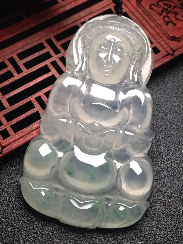 【老坑冰花大观音,裸石67.5*40.5*6.5 老坑种,大气通透,润泽水灵 ,绿花清新 起光起胶!】图1