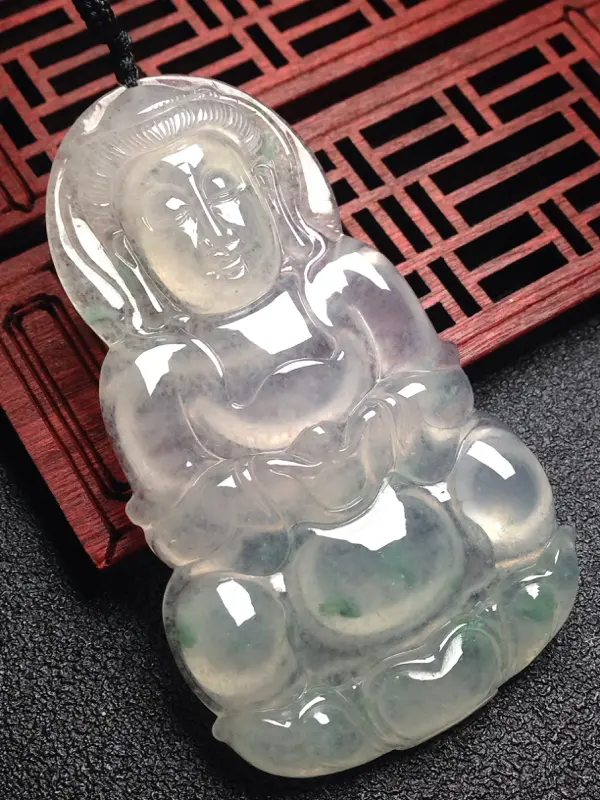 【老坑冰花大观音,裸石67.5*40.5*6.5 老坑种,大气通透,润泽水灵 ,绿花清新 起光起胶!】图3