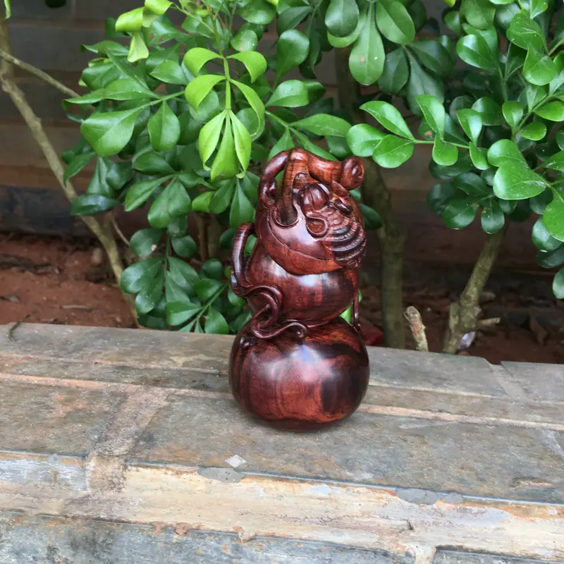 【海南黄花梨精品紫红油梨手把件/摆件(福禄寿葫芦),镂空精雕,名师精雕,山水纹理,底色干净,色泽均匀,把玩收藏品,高:97mm,52.6mm,克重:108克,值得推荐。】图6