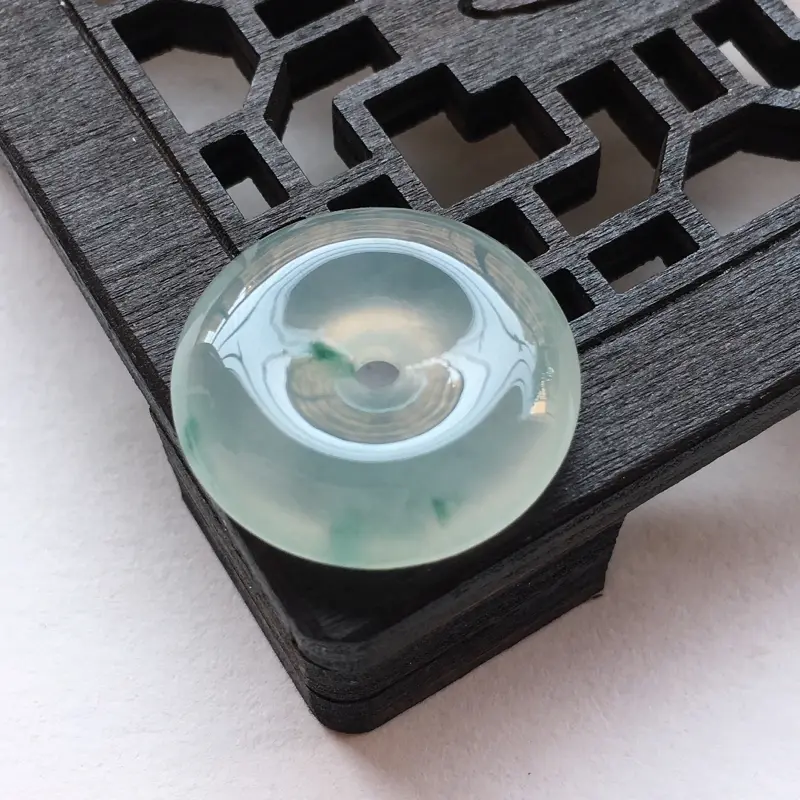 【A货翡翠 冰种飘花平安扣吊坠 尺寸21.1*6.1mm 水头好,玉质细腻,飘花灵动】图3
