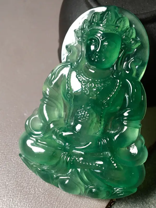 【冰种底色度母。完美。水头足。裸石尺寸52/37/6###】图4