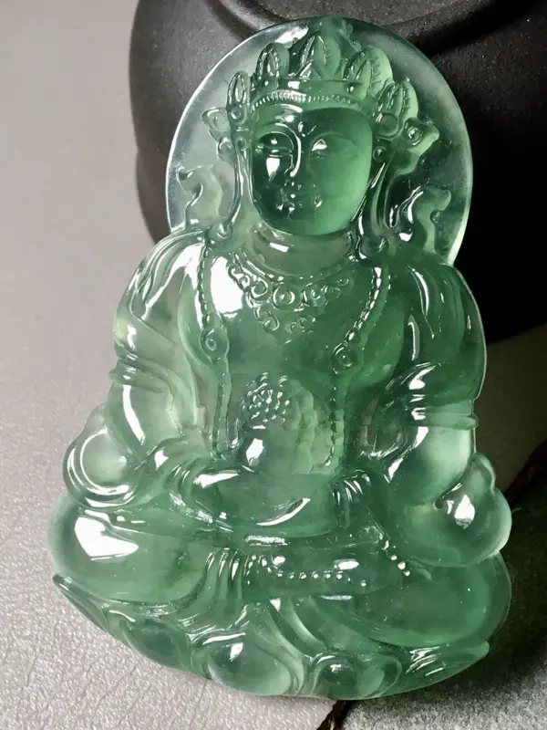 【冰种底色度母。完美。水头足。裸石尺寸52/37/6###】图2