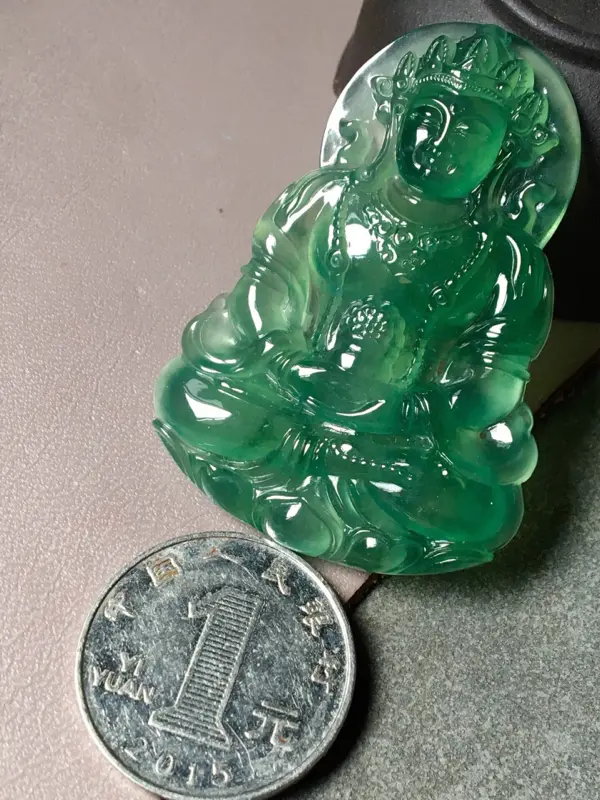 【冰种底色度母。完美。水头足。裸石尺寸52/37/6###】图5
