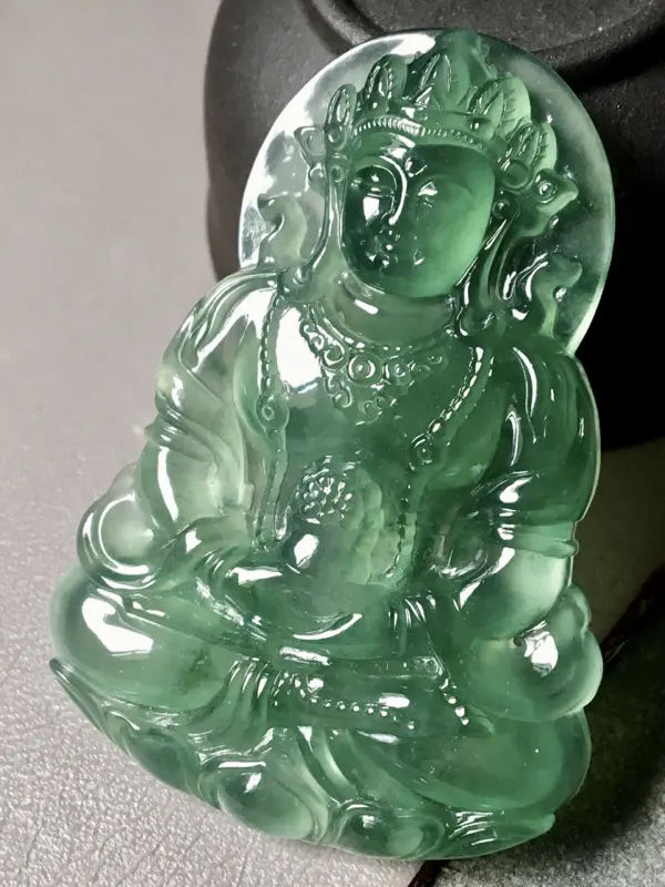 【冰种底色度母。完美。水头足。裸石尺寸52/37/6###】图3