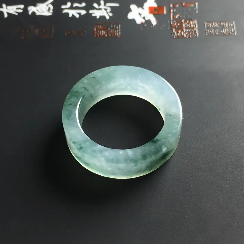 【冰种飘花指圈 内径17.5 宽6.5 厚3毫米 水润通透 飘花灵动】图8