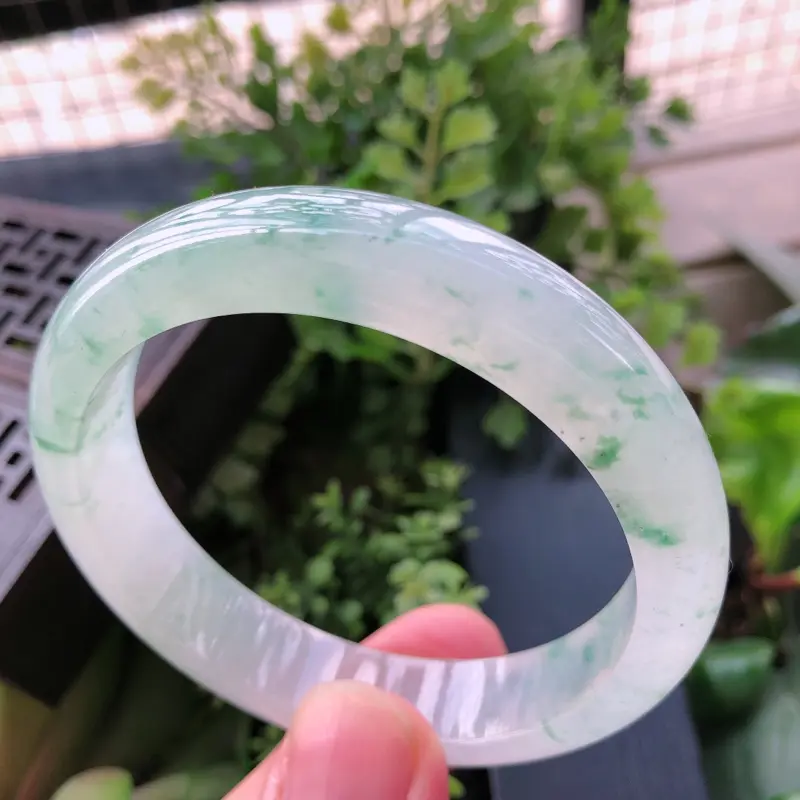 【飘花精美正装翡翠手镯,圈口58*13*7.8mm】图7