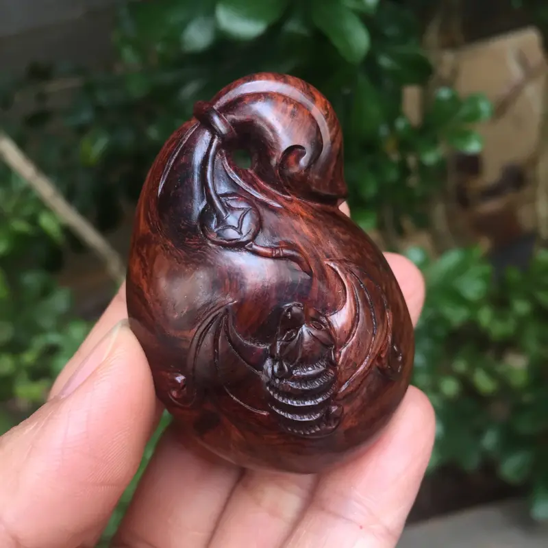 【海南黄花梨老油梨,钱袋,代代数钱,材质一流,纯手工精雕,值得收藏,高53.9.宽36.5.厚22.克重19.2g】图9