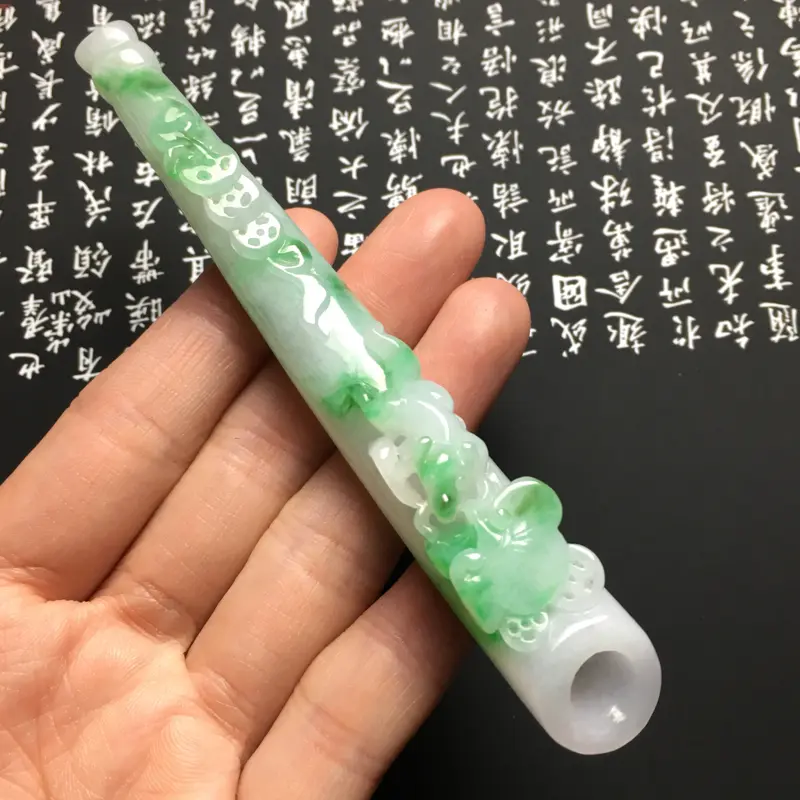【糯种带色烟嘴 尺寸108-14-15.5毫米 水润细腻 雕工精细】图5