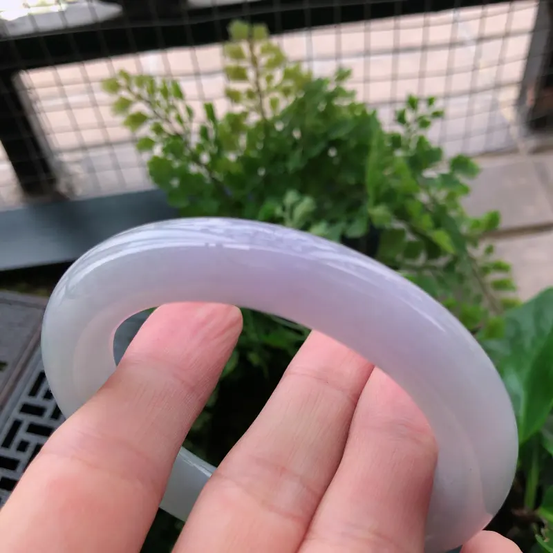 【紫罗兰精美圆条翡翠手镯,圈口57*12*11.4mm】图8