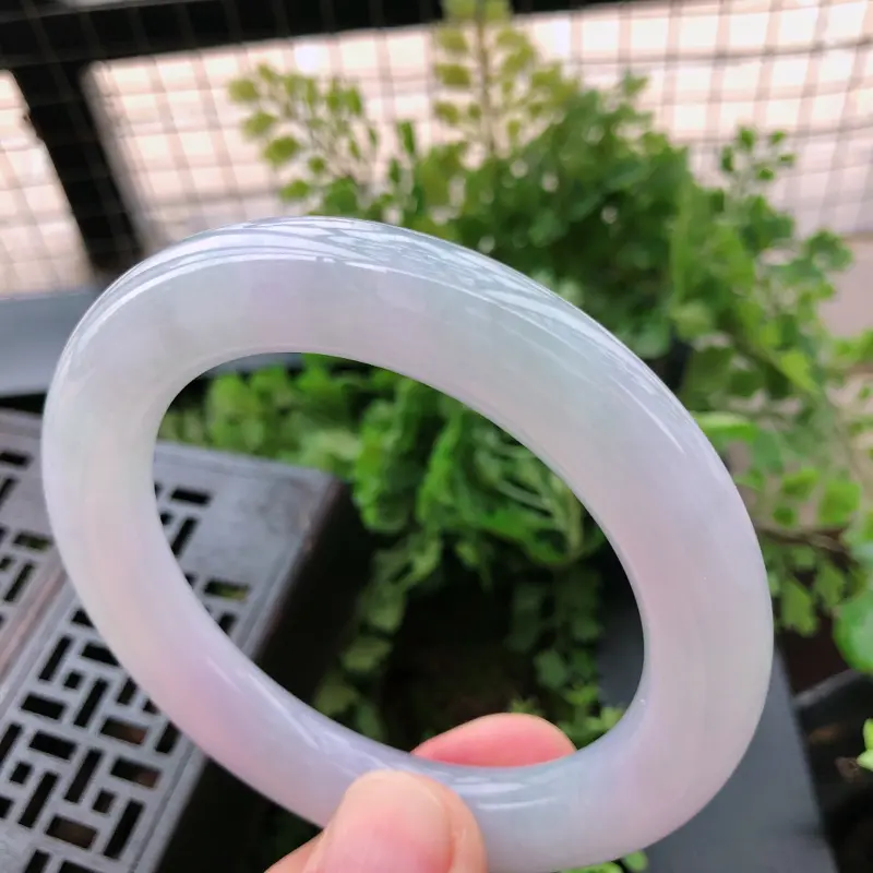 【紫罗兰精美圆条翡翠手镯,圈口57*12*11.4mm】图3