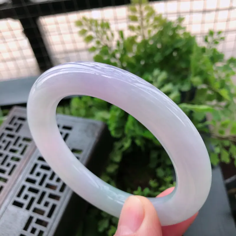 【紫罗兰精美圆条翡翠手镯,圈口57*12*11.4mm】图2